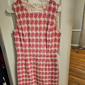 Brooks Brothers Pink Houndstooth Tweed Sleeveless Sheath Dress, Size 6